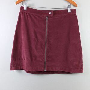 Madewell Cabernet Cranberry Velvet Zip Front Mini Skirt Size 6